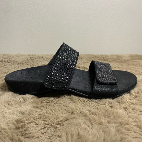 Vionic Black Beaded Slight-Wedge Slide Sandals Size 9 - Picture 10 of 11